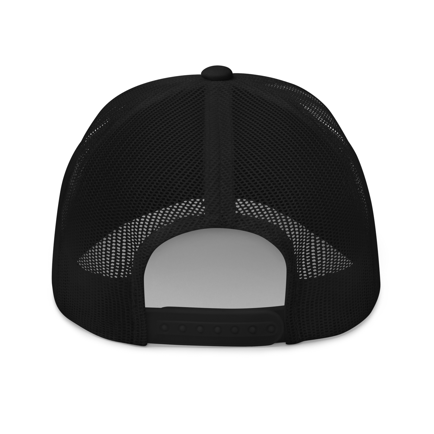 Dos de la casquette noire avec filet d'ADMS SHOP