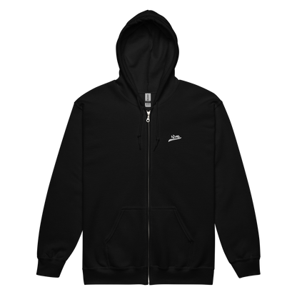 Face du hoodie à capuche et fermeture éclair noir avec le logo ADMS brodé sur le côté gauche de la poitrine