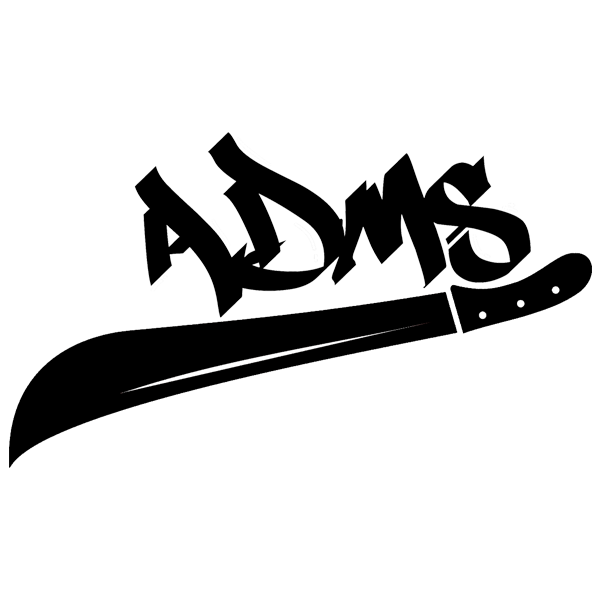 Logo ADMS Shop écrit à la main comme au feutre, de couleur noir