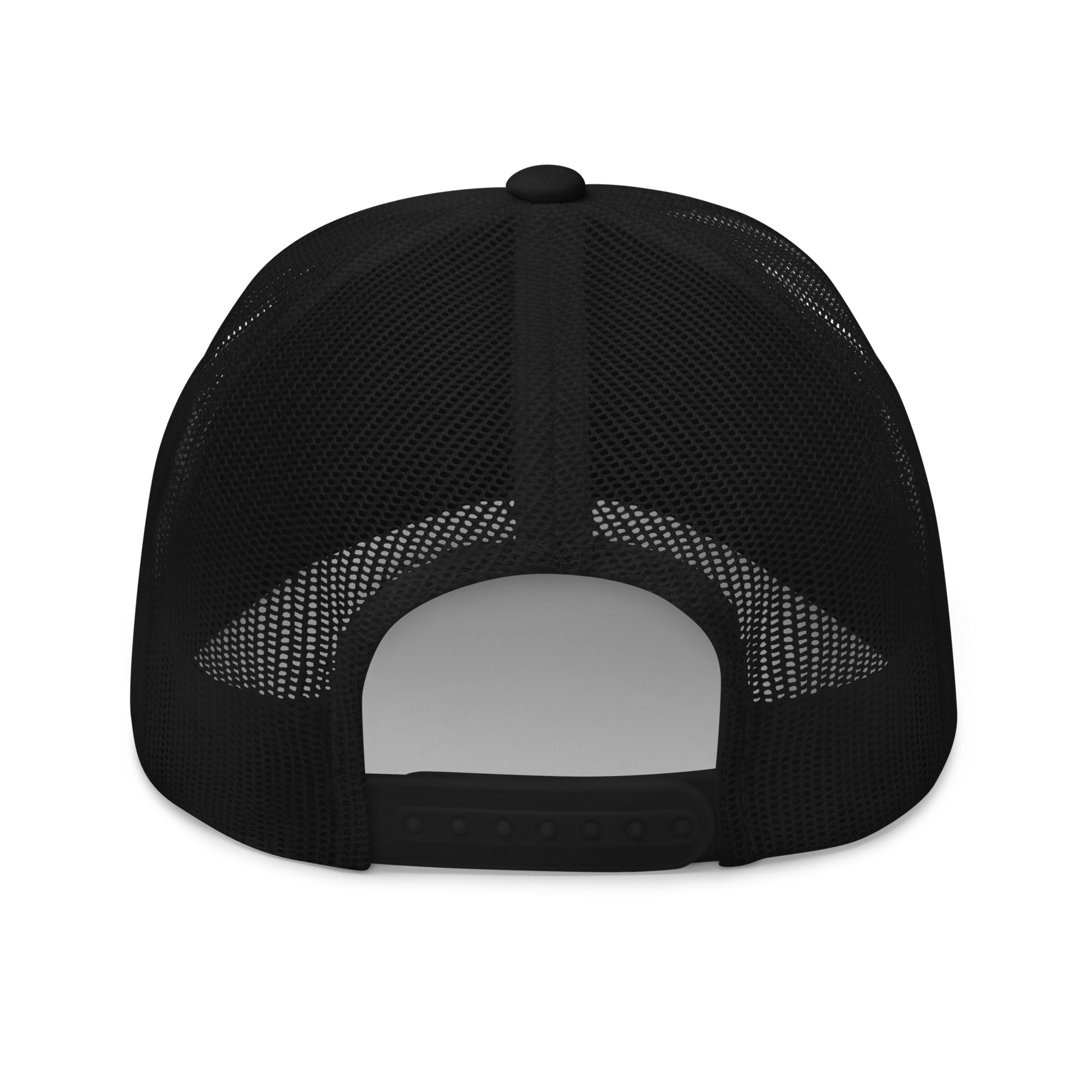 Dos de la casquette noire avec filet d'ADMS SHOP
